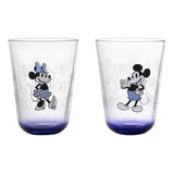 Disney 100 Años X2 Vasos De Vidrio Mickey Y Minnie 392ml Color Transparente