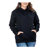 Blusa Lisa De Frio Casaco Moletom Canguru Capuz Bolso Preto 