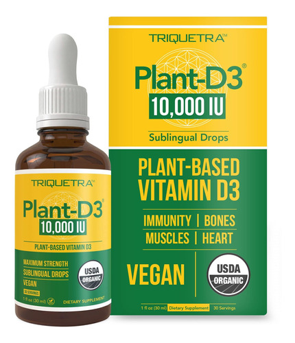 Vitamina D3 Orgnica 10,000 Ui  Planta D3, Vegana, Mxima Fuer