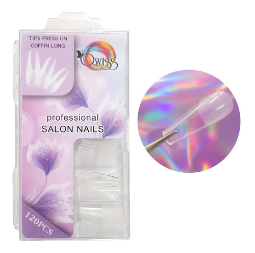Tips Press On X120 Pcs Coffin Long - Nails Owiss