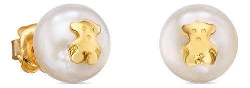 Pendientes Tous Bear Perla Motivo Oso De Oro Color Dorado