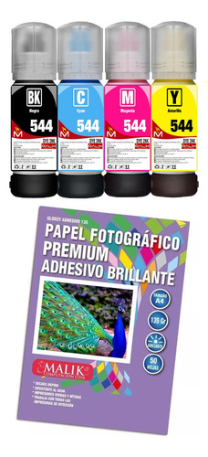 Papel Adhesivo Glossy 135gm/50hjs+4 Tintas Para Epson L3560