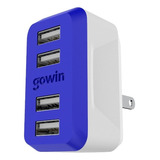 Multi Cargador De Pared Gowin Carga Rápida 4 Puertos Usb Color Azul-53-4