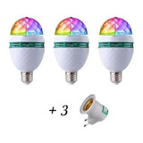 3x Lampada Led Giratoria Colorida Rgb Balada Decoração Festa