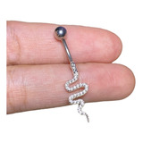 Piercing Umbigo Cobra Prata 925 Com Microzircônia