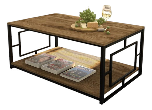 Mesa Ratona Industrial Hierro Y Madera Negro