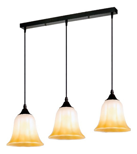 Lampara Colgante Metal Vidrio Negro Blanco Esfumado 3 Luces