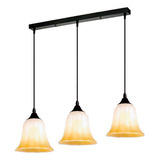 Lampara Colgante Metal Vidrio Negro Blanco Esfumado 3 Luces