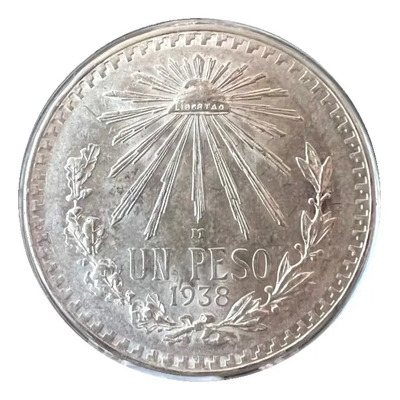 Moneda Un Peso Resplandor 1938 Plata Ley 0.720 En Capsula | Envío gratis