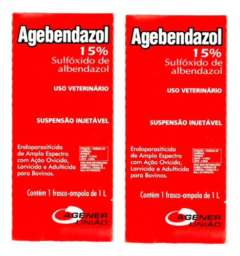 Kit 2 Agebendazol 15% Sulfóxido D Albendazol 1l Agener União