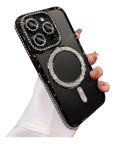 Capinha Magnética Strass Luxo Proteção Para iPhone 13promax