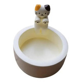 Candelabro Portavelas Figura Gato Gatito Kawaii Ceramica 