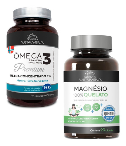 Ômega 3 Ultra Da Noruega E Magnésio Quelato Com Vitaminas