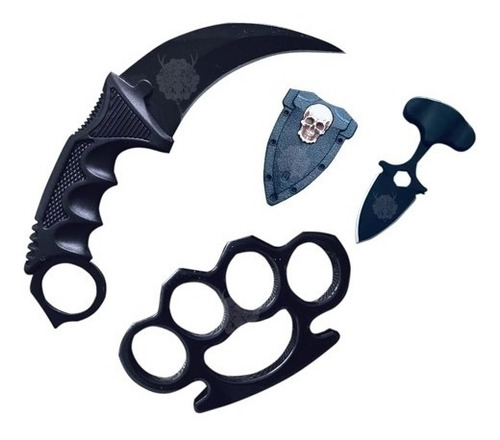 Kit Soco Inglês + Karambit Preto +mini Faca Push T Dagger