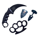 Kit Soco Inglês + Karambit Preto +mini Faca Push T Dagger