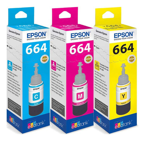 Combo Epson 664 Colores X3 Original L200 L210 L355