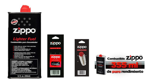 Zippo Combustible ( 355 Ml ) & 6 Piedras& 1 Mechas 