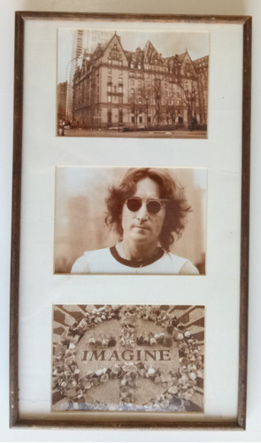 Cuadro John Lennon Fotos Sepia Marco Madera + Vidrio Beatles