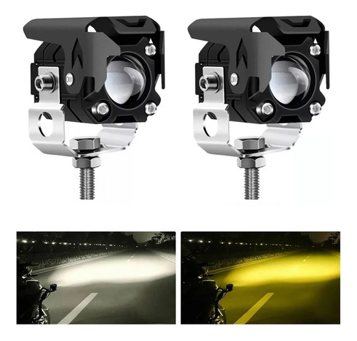 Par Faros De Lupa 60w Luz Spot Doble Color Para Auto Moto