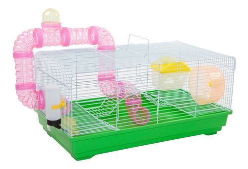 Jaula Para Hamster Con Accesorios Tubos Plato Etc 57,5x32x27