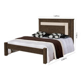 Cama Casal Cabeceira Grande Quarto Marrom Madeira Off White