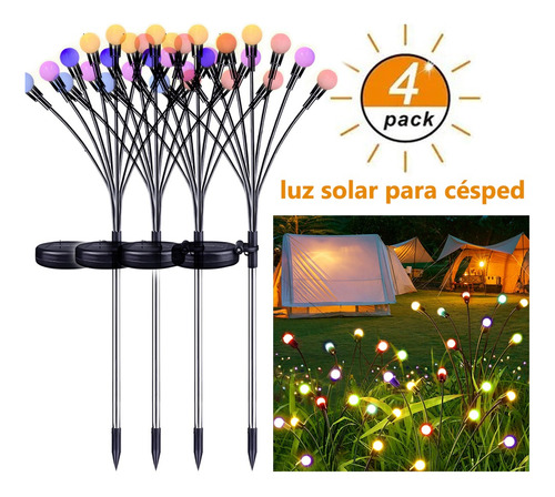 Luces De Luciérnaga Impermeables Con Energía Solar, 4 Unidad