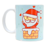 Taza De Ceramica, Feliz Navidad, Santa, Chimenea, Navideña