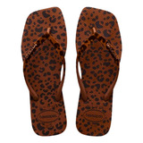 Chinelo Havaianas Slim Square Velvet Animal Tira Veludo 