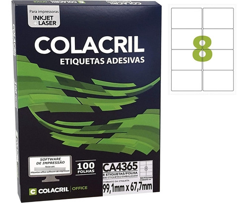 Etiqueta Adesiva Colacril Ca4365 - Cx C/ 100 Folhas