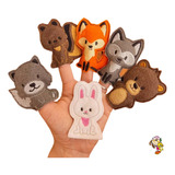 Titeres De Dedo Bosque Set X6 Hermosos Animalitos Bordados 