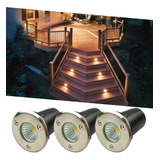 3 Balizadores Led 3w De Embutir Para Chão Piso Escada Deck