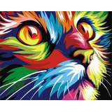 Pintar Por Números Enmarcado Kit Lienzo Gato Color