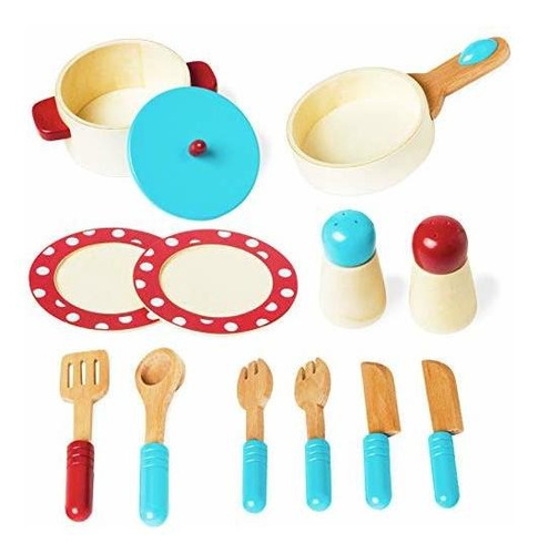 Juego De Cocinar De Madera Para Niños Pequeños 13 Pie...