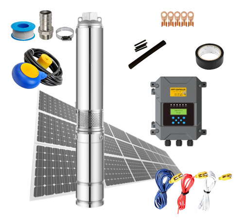 Kit Completo Bomba Solar Sumergible 2800lt/h 52mts + Panel