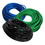 Kit Combo Fio 6mm Com 35m Cabo Azul+35m Verde+35m Preto