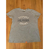 Hermosa Playera Tommy Hilfiger Letras Gris M Original!!