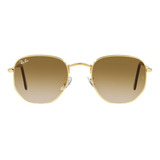 Óculos De Sol Masculino E Feminino Hexagonal Ray-ban Cor Da Armação Dourado Cor Da Haste Dourado Cor Da Lente Degrade Marrom Claro Desenho Irregular