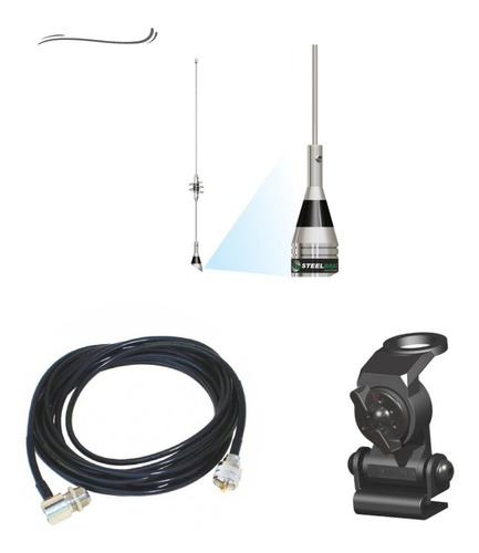 Kit Antena Móvel Vhf/uhf Ap0188 C/suporte + Cabo 5,47mts 