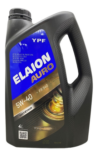 Aceite 5w40 Sintetico Ypf Elaion Auro Nafta Diesel Fr Vw Psa