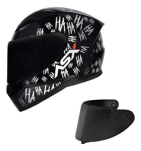 Capacete Asx City Fun Risada Preto + Viseira Extra