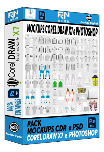 Pacote Mockups Em Corel Draw X7 E Photoshop Editável + Bônus