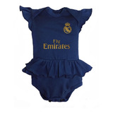 Pañalero Vestido  Del Real Madrid Niña Personalizado Dorado 