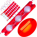 50pçs Módulo De Led 7025 3led 12v 1,7w Vermelho Lente 160º 