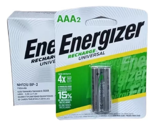 Pilas Recargables Aaa Energizer 700mah - Caja 12 Unidades