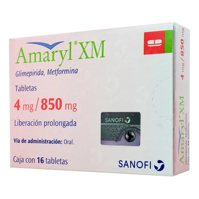 Amaryl Xm Tableta 4 Mg\u002F850 Mg, 16 Tabletas | Meses sin interés