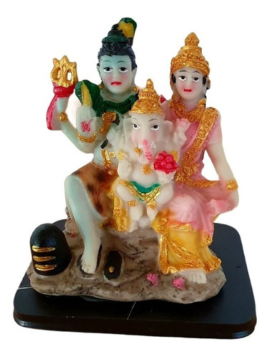 Estatua Imagem Família Hindu Lakshmi Shyva Ganesha +japamala