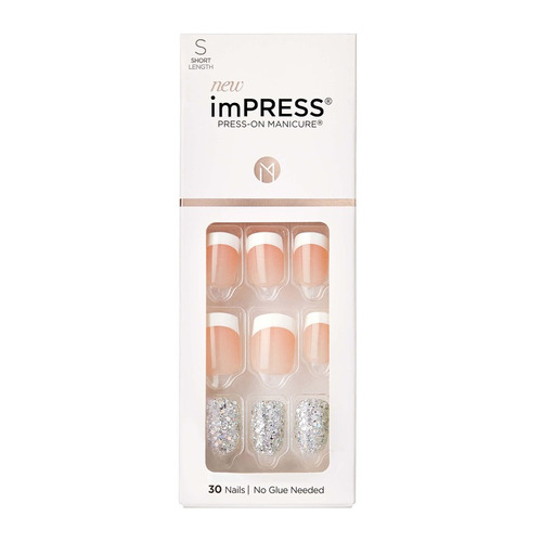 Uñas Postizas Impress Time Slip Kiss Cuadradas 30 Unidades