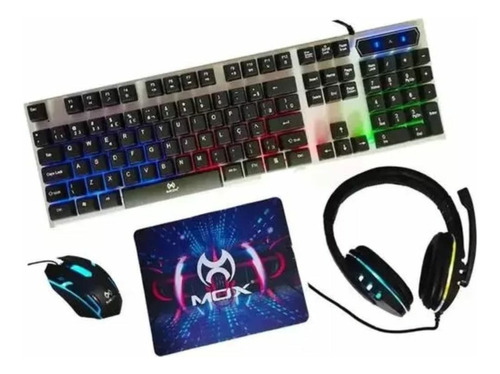 Combo Teclado Mouse Headset E Mousepad Gamer Km700 Mox