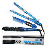 Combo Nano Titanium Plancha, Peine Y Rizador