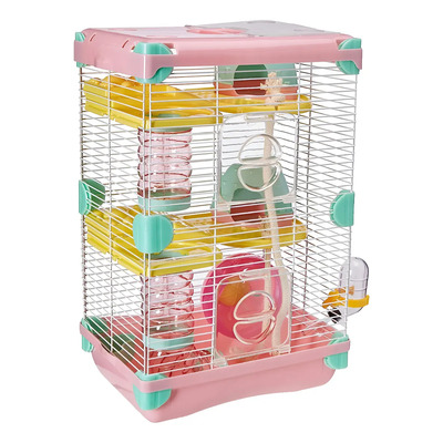 Jaula Premium Para Hámster | Super Equipada | 2 Niveles | 42x28x20cm | Color Rosa | Envío gratis